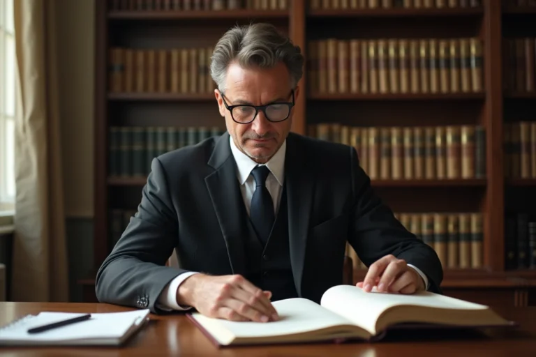 Avocat français en costume dans un bureau parisien